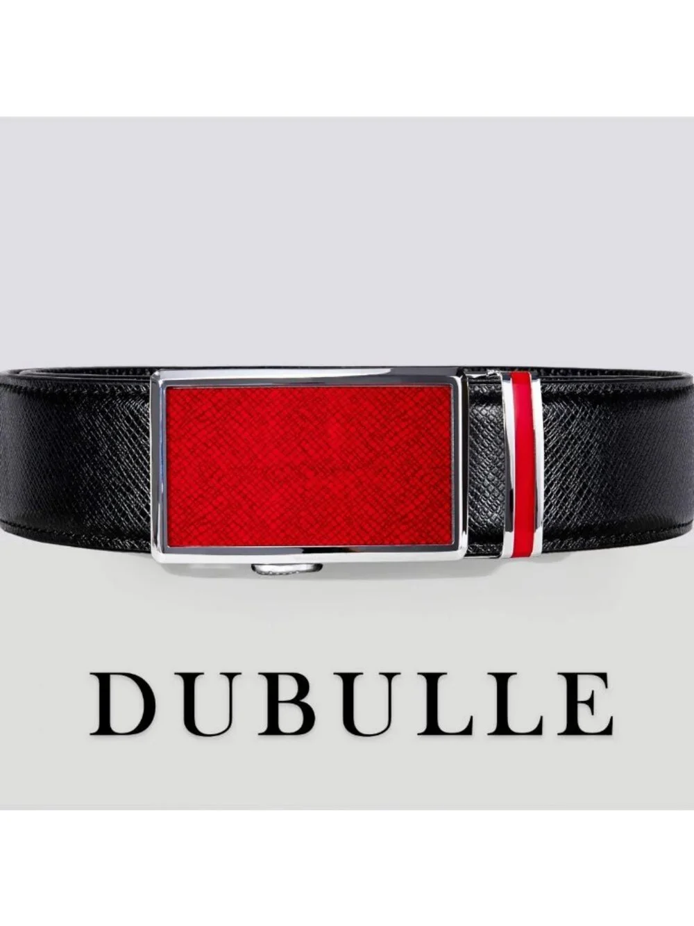 Stylish Men's Genuine Leather Ratchet Dress Belt with Automatic Sliding Buckle